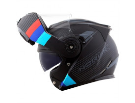 Capacete Norisk Cap Route FF345 Stroke Matte Preto/Azul/Vermelho